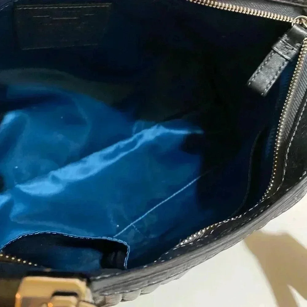 Coach metallic leather Gray Blue satchel bag - Picture 8 of 9